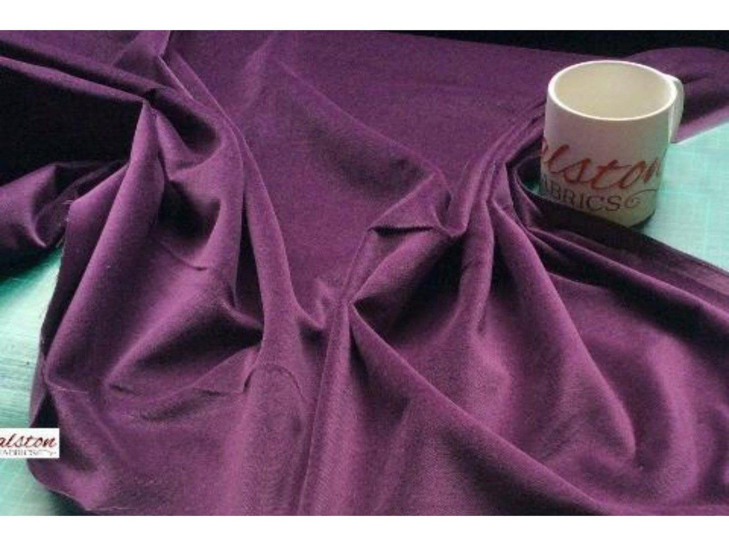 PURPLE / Aubergine - Cotton Velvet Fabric for Curtains and Soft Furnishings