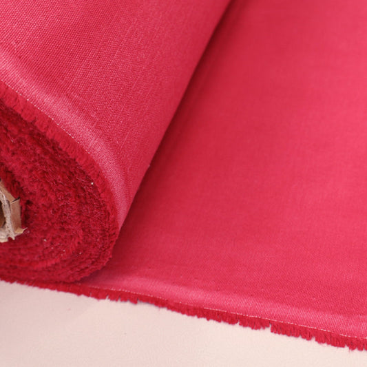 90CM REMNANT Home Furnishing Fabric Brushed Panama Weave - Raspberry Pink