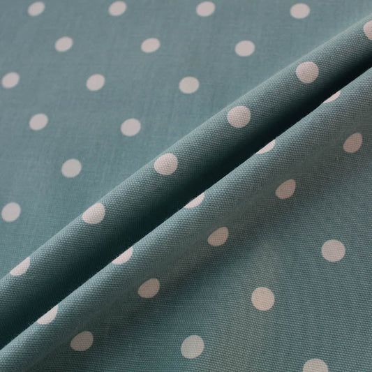 Spots Home Furnishing Fabric - Soft Petrol Green/White